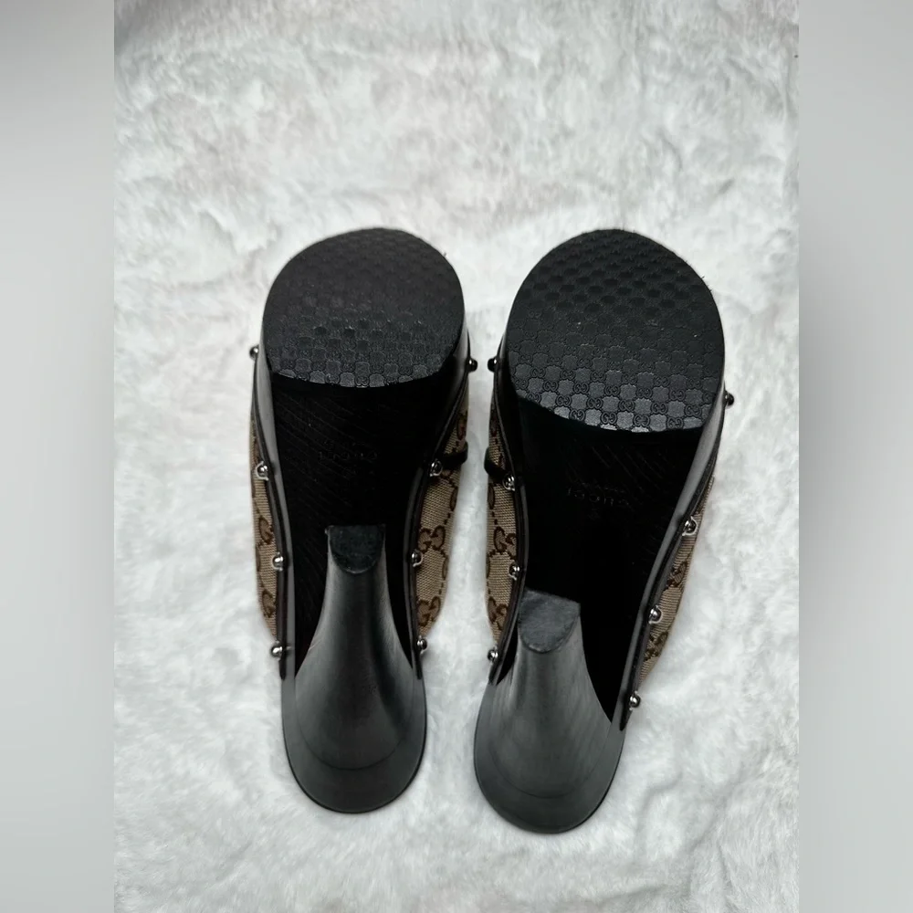 Gucci Women's Brown Monogram Mules - Picture 10 of 17